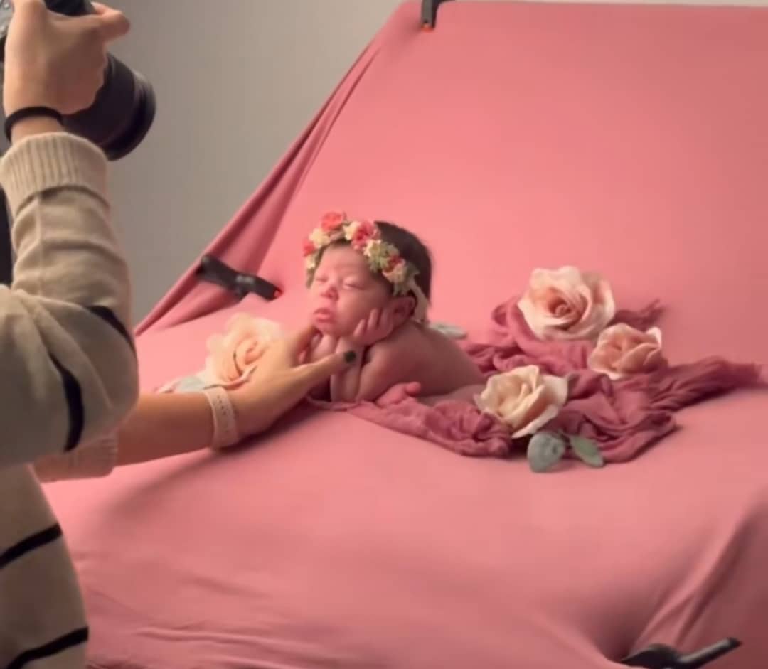 "Joy of fatherhood" - Father moved to tears as cute daughter poses for first photoshoot