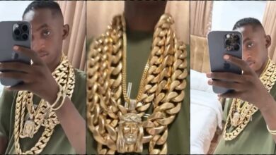 Nigerian big boy causes a buzz as he flaunts his gold chains