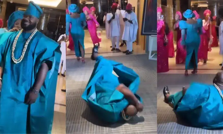 Groom melts heart with his dramatic fainting after seeing his bride for the first time
