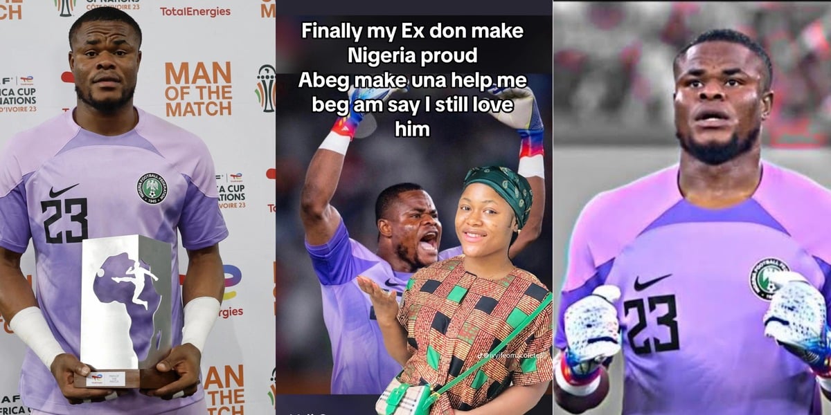 "My ex don make Nigeria proud" - Alleged ex-girlfriend of Nwabali, Super Eagles' keeper, begs, says 'I still love him'