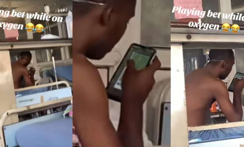 "What if 1 cut him 60 million?" - Drama as Nigerian man plays bet while on oxygen in hospital