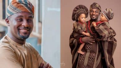 "These are my testimonies" – Adeniyi Johnson celebrates birthday with his adorable twins