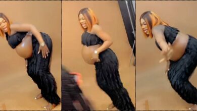 Pregnant woman hailed following energetic dance during photoshoot