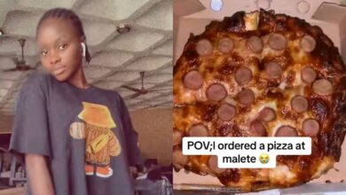 "I can’t even cry" - Heartbroken lady shares burnt-looking, poorly prepared pizza she ordered from Malete, Kwara State