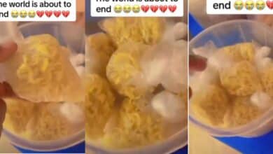 "E don reach like this?" – Nigerians react to trending video of noodles sold in nylon