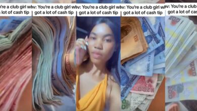 Nigerian club worker flaunts tip money earned throughout the week online 