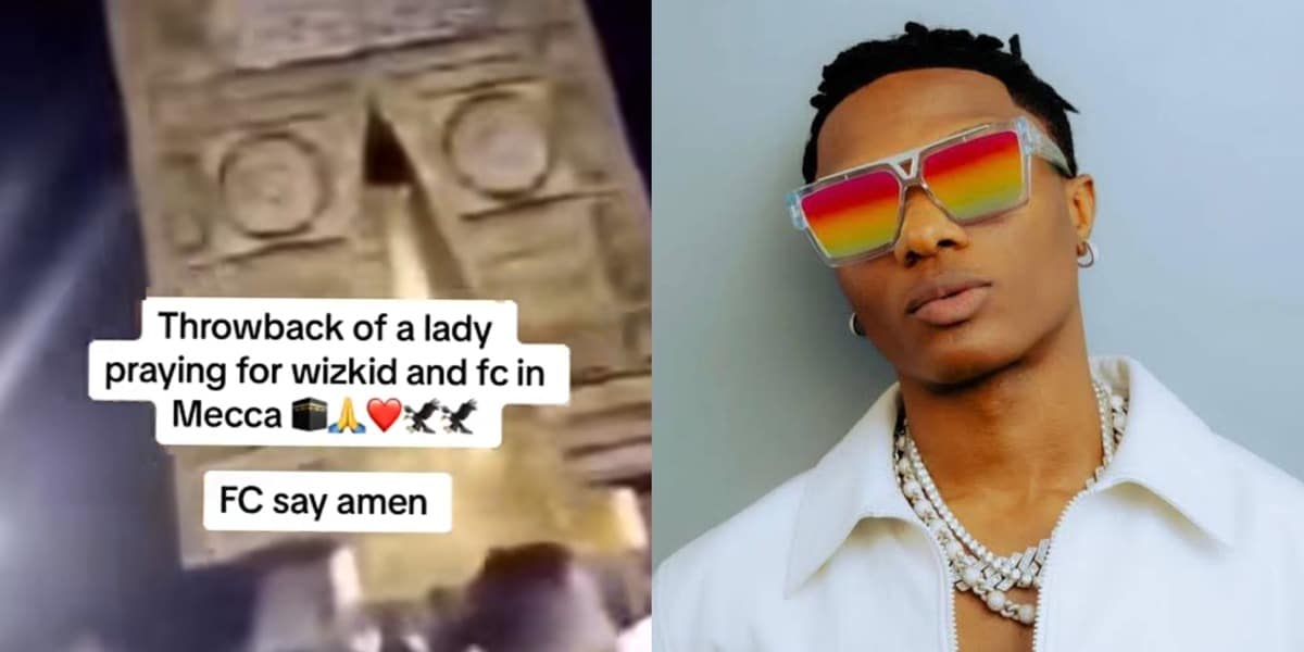 Wizkid's super fan prays for him and FC in Mecca, calls out his full name