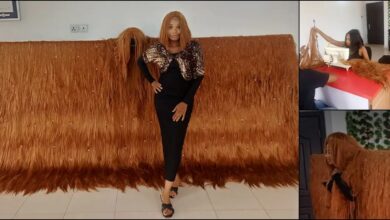 Nigerian lady record widest wig