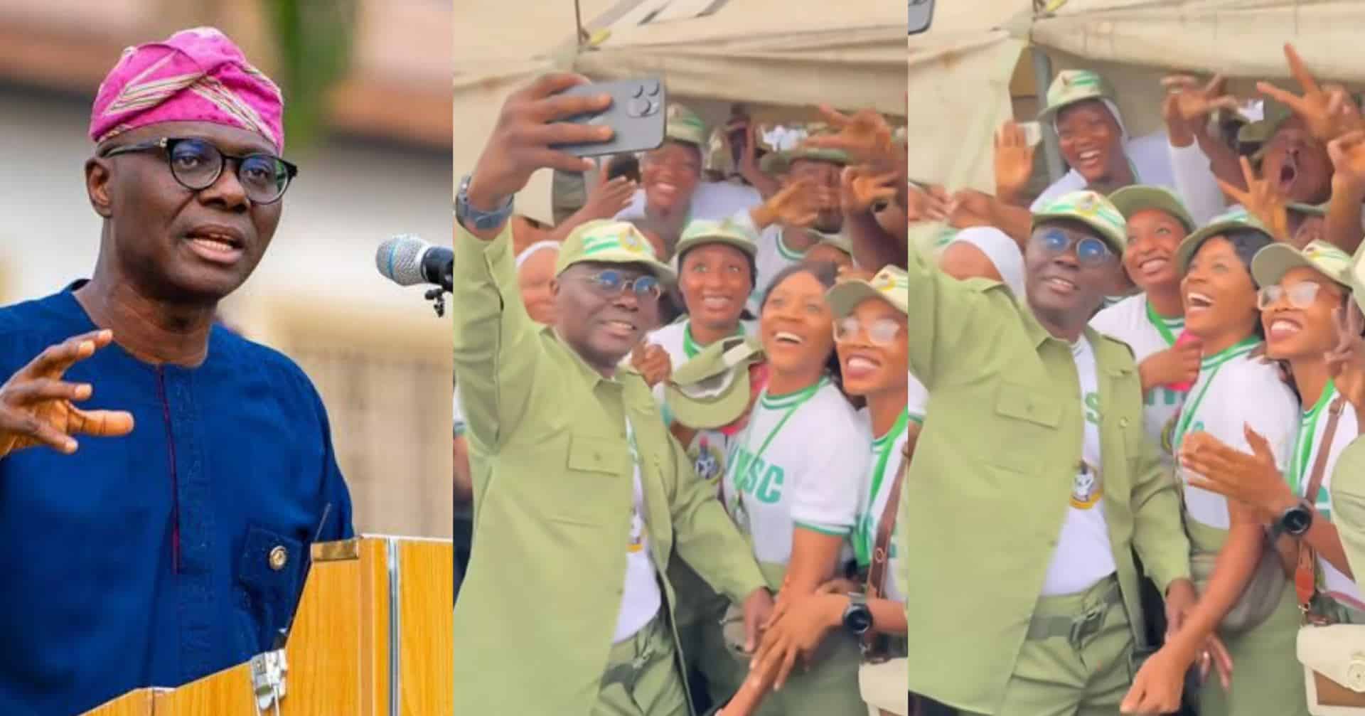 Corps Members Overjoyed As Gov Sanwo Olu Arrives Lagos Camp Promises