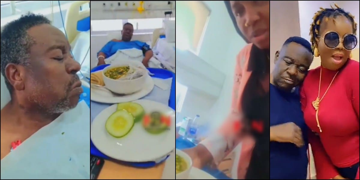 Mr ibu's wife feeding him hospital