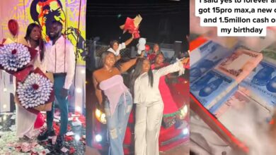 Nigerian lady says yes to boyfriend's marriage proposal, gets brand new car, iPhone 15 Pro Max, and ₦1.5M cash