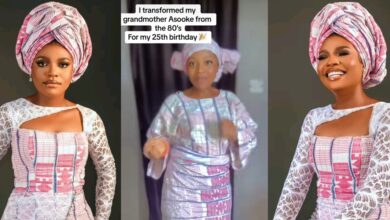 Nigerian lady transforms grandmother's 1980s Aso Oke into stunning gown for her 25th birthday