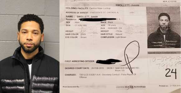 Jussie Smollett's mugshot released as police berate him for staging an attack on himself for publicity (video)