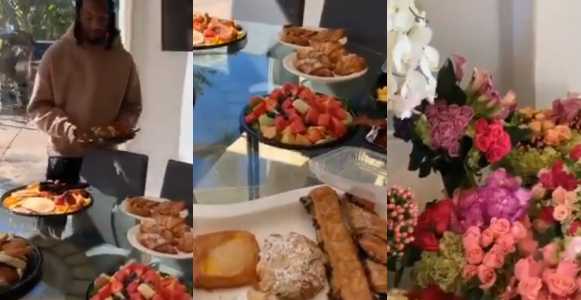 Offset Spoils Cardi B with breakfast & flowers after Grammy Win (Video)