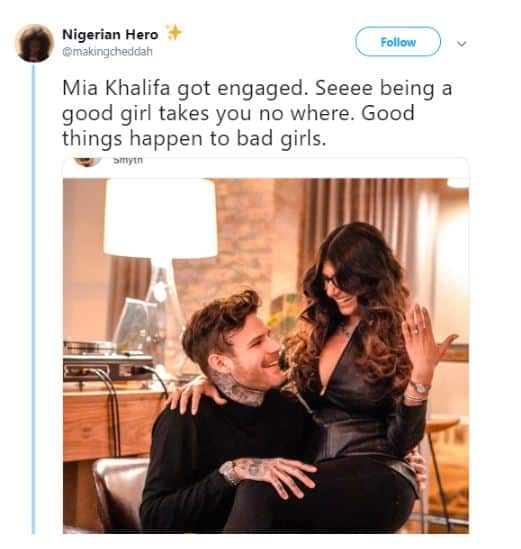 Man Reacts After Popular Porn Star Mia Khalifa Gets Engage