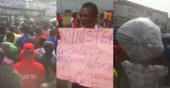 Igbo traders protest after being locked out of Trade Fair Complex by state government (Video)