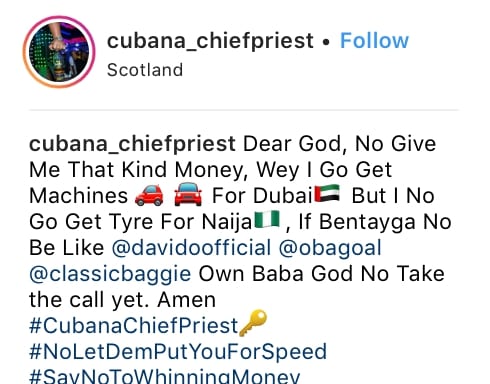 Cubana chief priest, hushpuppi