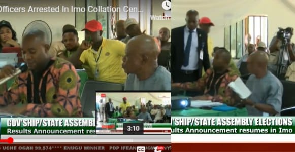 Two collation officers arrested on live TV for altering election results in Imo State (Video)