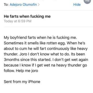 'My boyfriend farts while lashing' - Lady seeks for advise