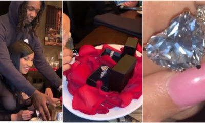 Offset surprises Cardi B with a huge diamond ring on her birthday (Video)