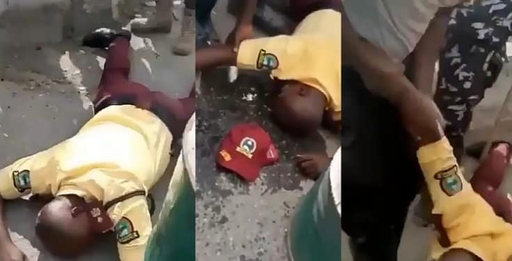 LASTMA Officer Beaten To Pulp By Police Officer (Video)