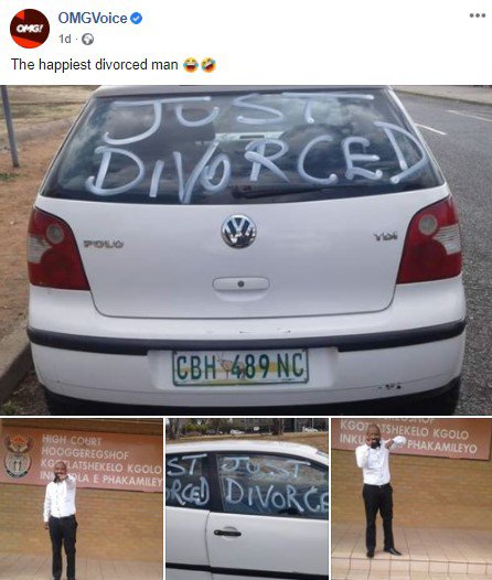 Man in celebration after divorcing his wife