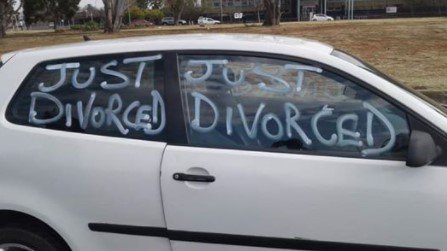 Man in celebration after divorcing his wife