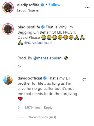 oladips begging davido to take back lil frosh