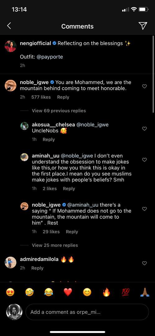 Noble Igwe Dragged For Complimenting Nengi With Prophet Mohammed's Name
