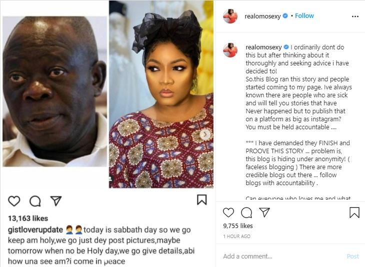 "Prove this story" - Omotola Jalade blast blogger over alleged affair with Oshiomhole