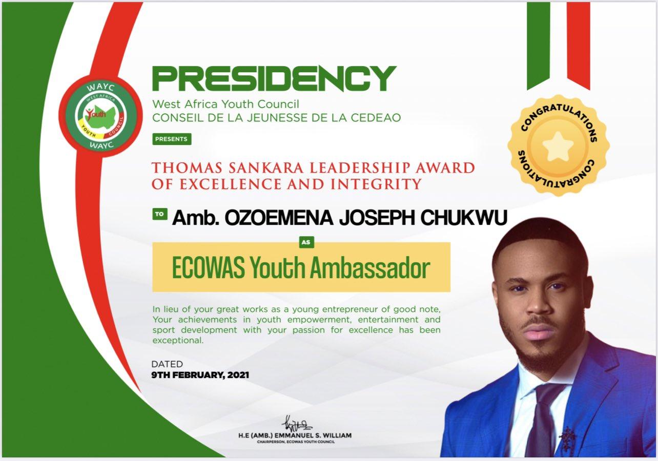 Ozo ECOWAS Youth Ambassador