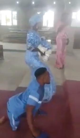 "Love is powerful" - Reactions as physically challenged man dances to altar with wife (Video)