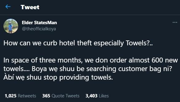 towel theft hotels