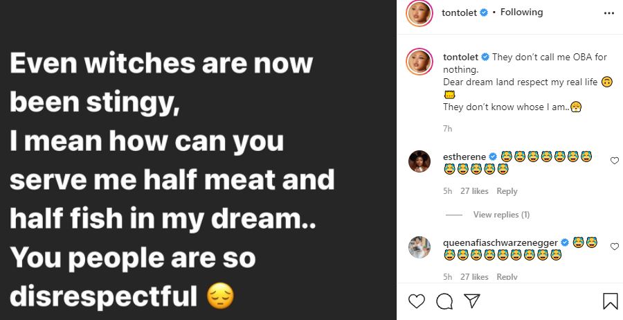 Actress, Tonto Dikeh calls out witches after having dream considered as disrespectful