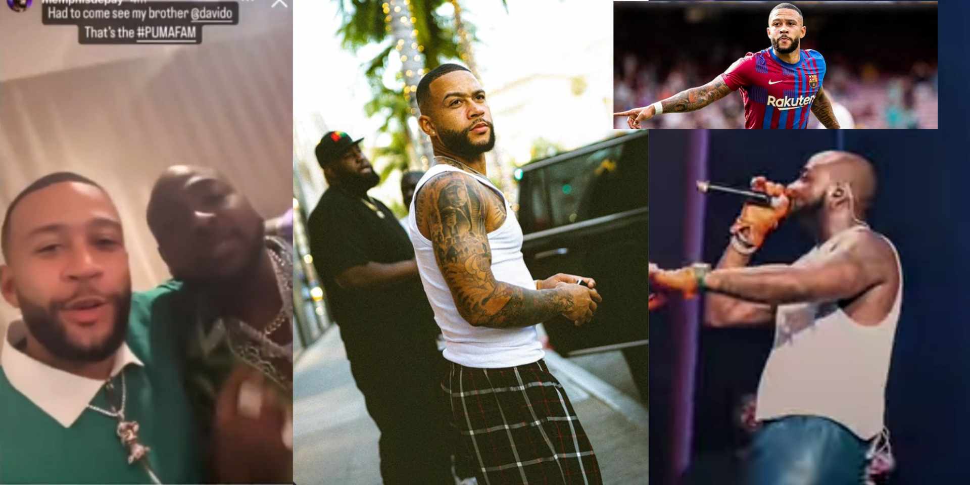 Memphis Depay came out to support Davido at his LA concert 