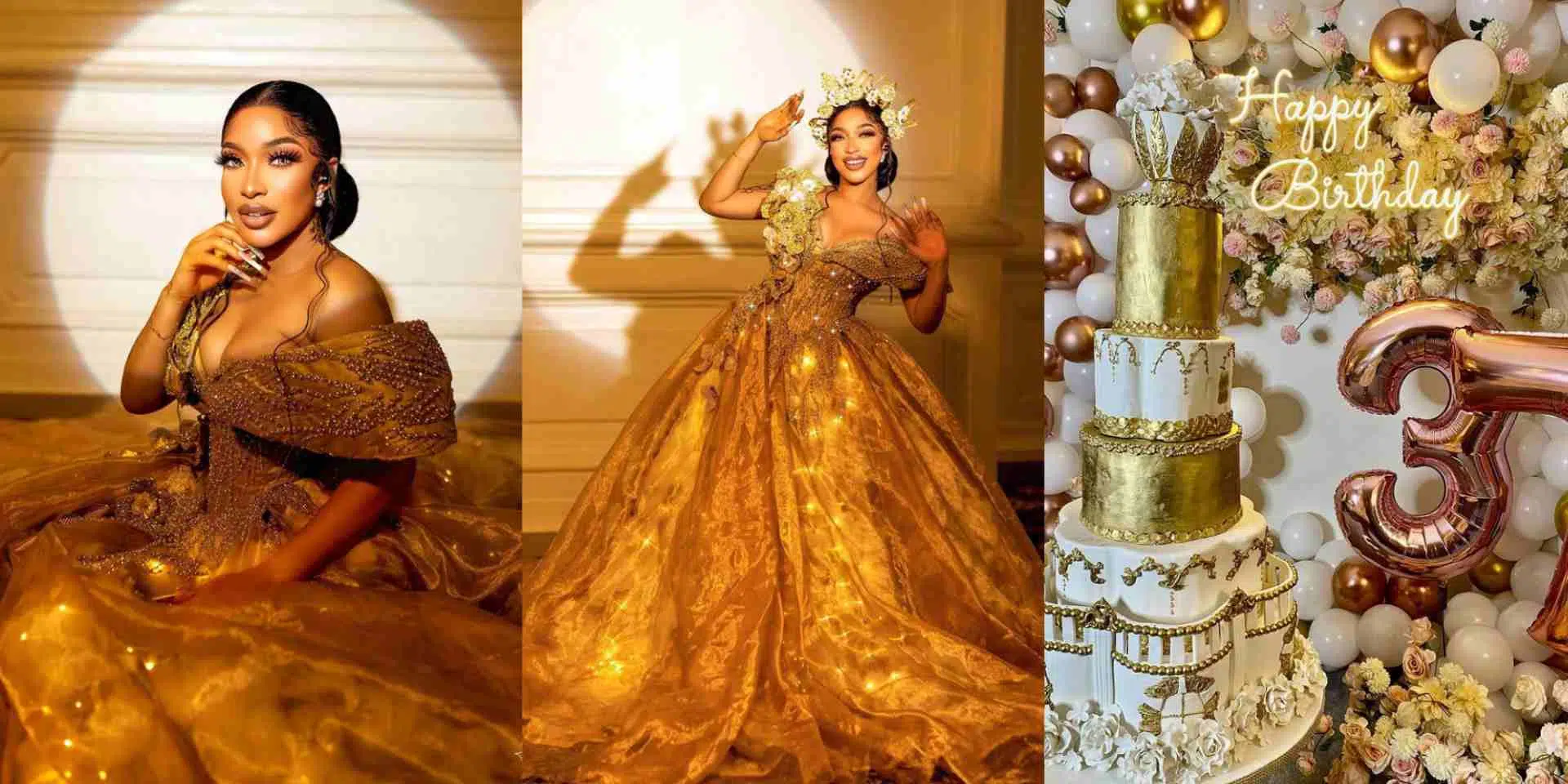 Tonto Dikeh rolls out dazzling photos, flaunts gigantic cake as she turns 37 (Video)