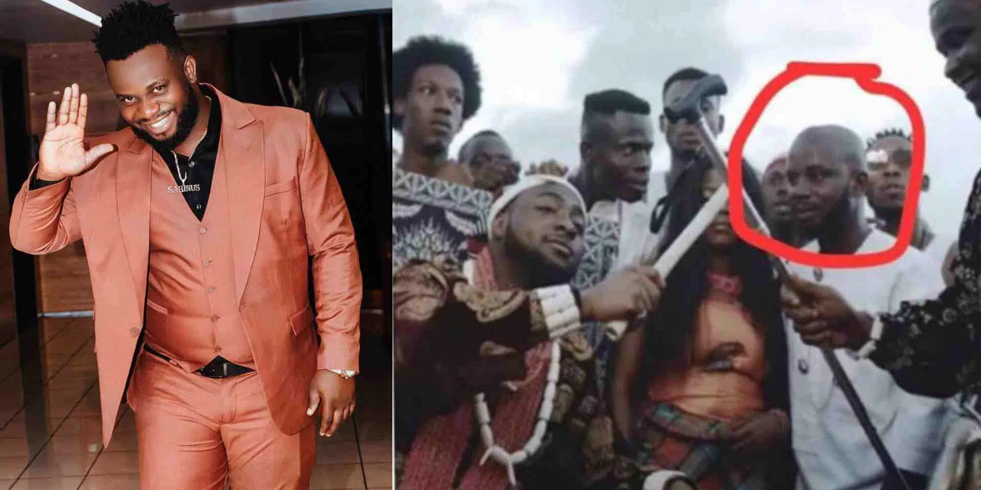 "I go carry cloth join video wey them no invite me" - Sabinus reacts after being spotted with Davido in old video