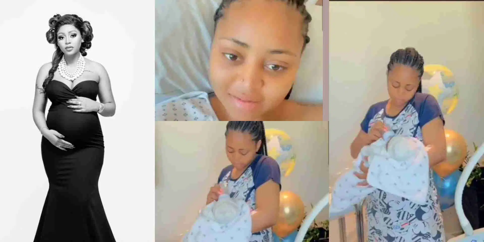 Heartwarming video of Regina Daniels cradling newborn son