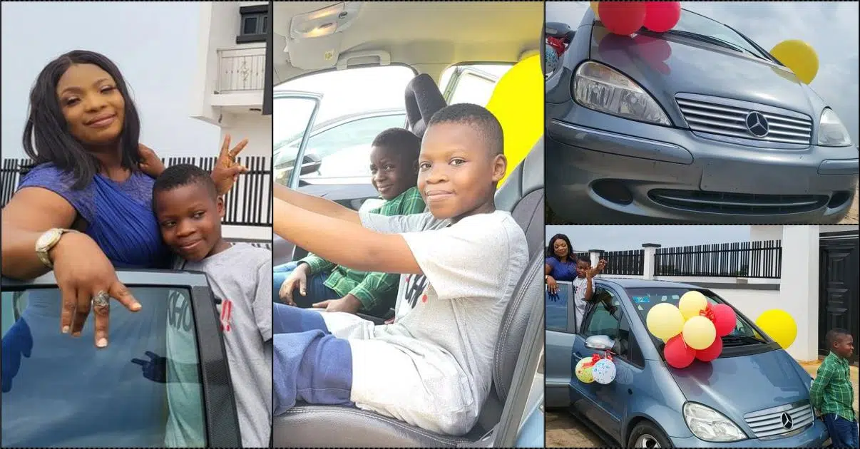 Laide Bakare's 13-year-old daughter gifts younger brother Mercedes Benz as birthday gift (Video)