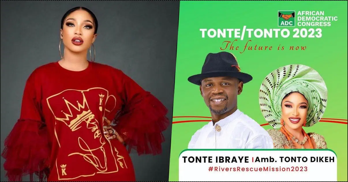 ADC gubernatorial candidate, Tonte Ibraye picks Tonto Dikeh as running mate