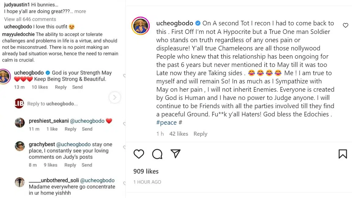 Many of you knew about Yul's 6-year relationship with Judy but never mentioned it to May - Uche Ogbodo defends herself
