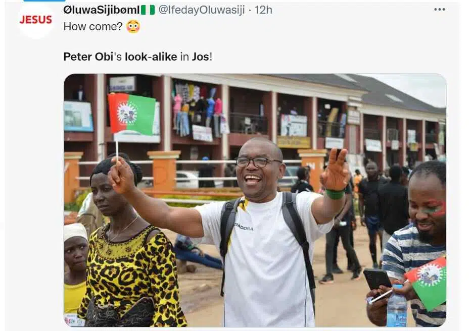 Peter Obi's lookalike spotted at Obidients' rally in Jos