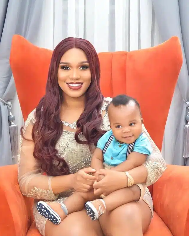 Sandra Iheuwa reveals son's face at six months old