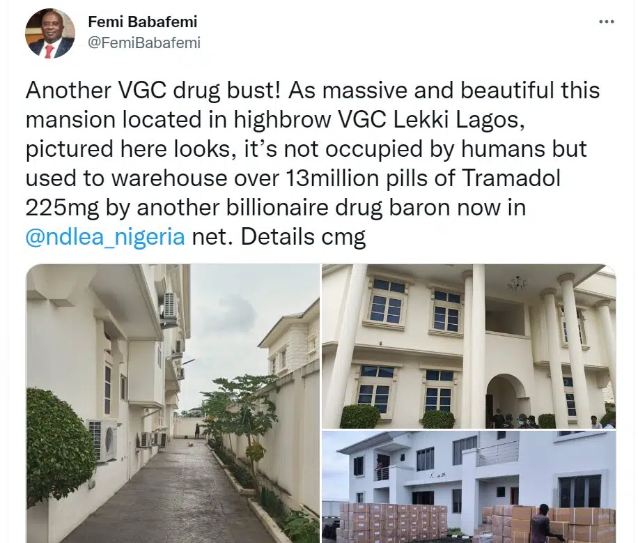 NDLEA uncovers 13 million Tramadol pills in Lagos mansion