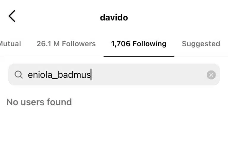 Davido Eniola Badmus Unfollow