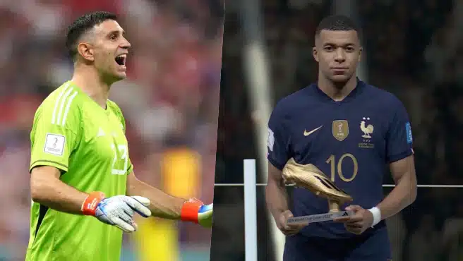 Emiliano Martinez brutally trolls Kylian Mbappe during Argentina's trophy parade