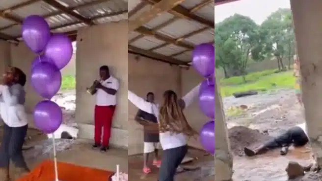 Drama as lady gets surprise birthday arrangement (Video)