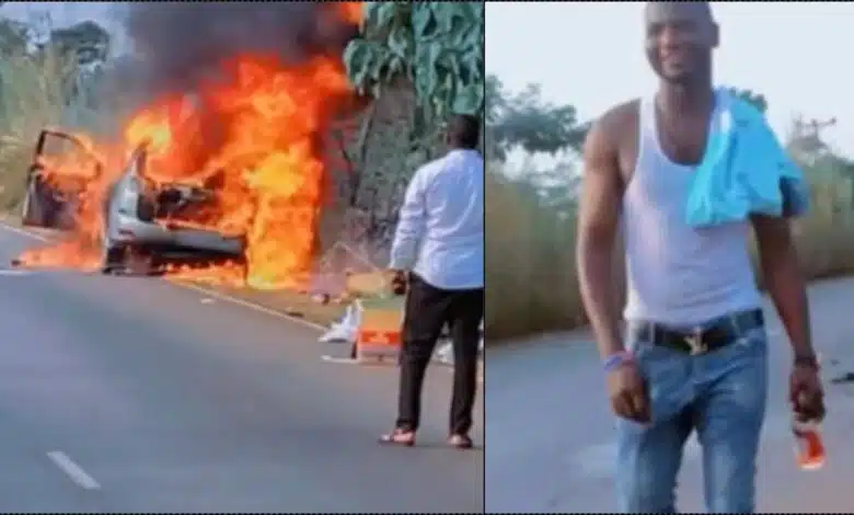 "Why won't I worship" — Man grateful as he escapes fire accident with wife (Video)