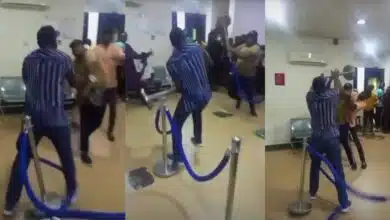 Two men allegedly fight dirty in bank over new Naira notes (Video)