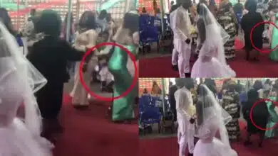 Clergywoman lady shaking backside in church